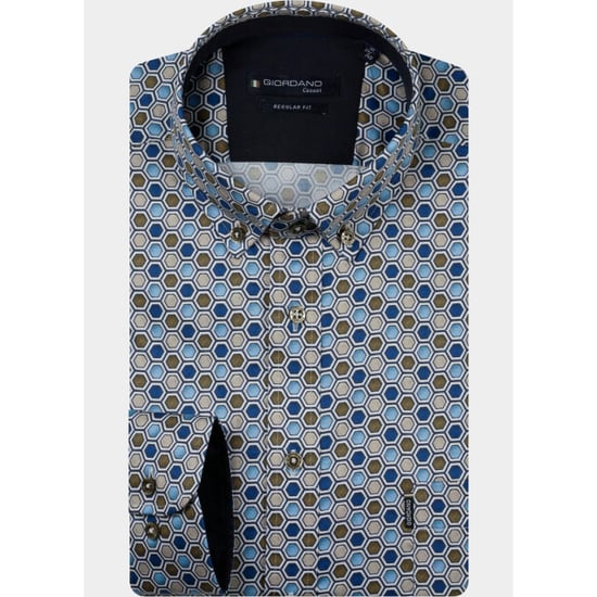 Giordano Herrenhemd Dino Satin Stretch Geometric 627027/70 - Image 2