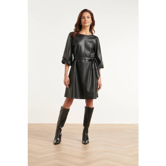 Smashed Lemon Kleid aus Kunstleder mit Bindegürtel | - Image 3