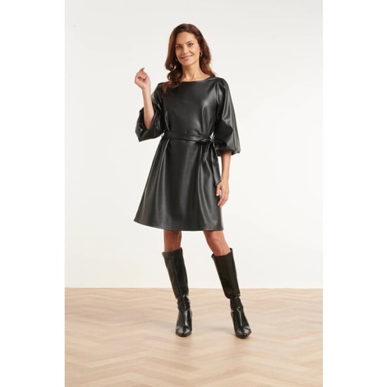 Smashed Lemon Kleid aus Kunstleder mit Bindegürtel | - Image 5