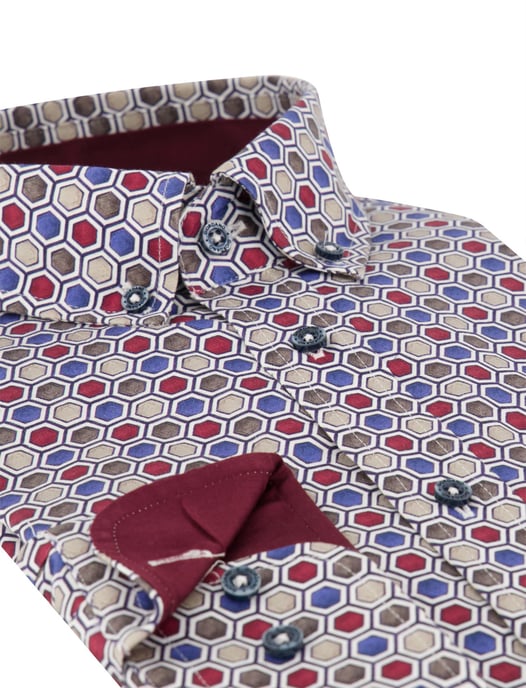 Giordano Dino Satin Stretch Geometric Herrenhemd 627027/40 - Image 3