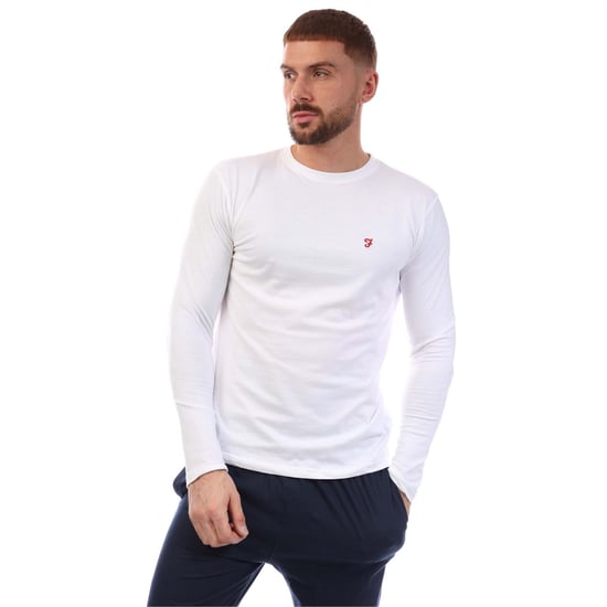 Farah Herren-T-Shirt- und Hosenset in Weiß Navy - Image 2