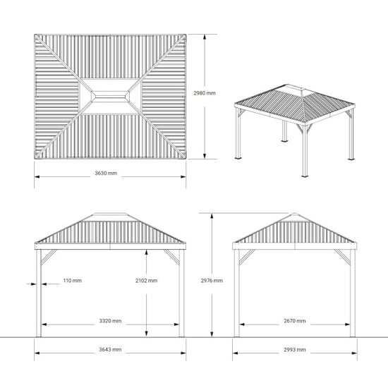 Sojag Kiruna 3x3.5 m Metall-Gartenpavillon mit Moskitonetz - Image 2