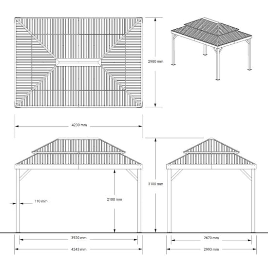Sojag London Metallpavillon mit Moskitonetz 3x4 m - - Image 2