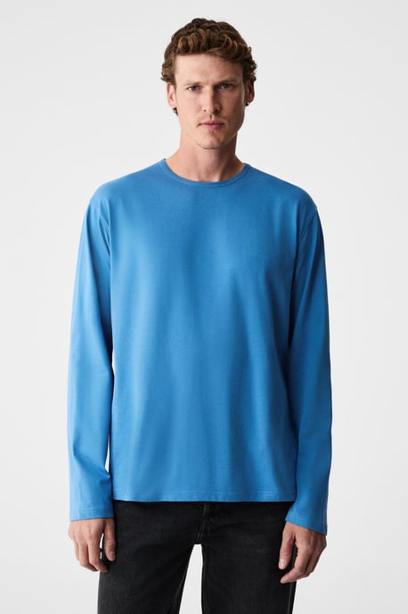 Geripptes Langarm-T-Shirt mit Rundhalsausschnitt - Image 2