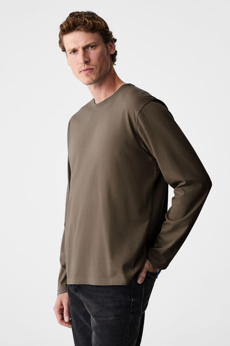 Geripptes Langarm-T-Shirt mit Rundhalsausschnitt - Image 4