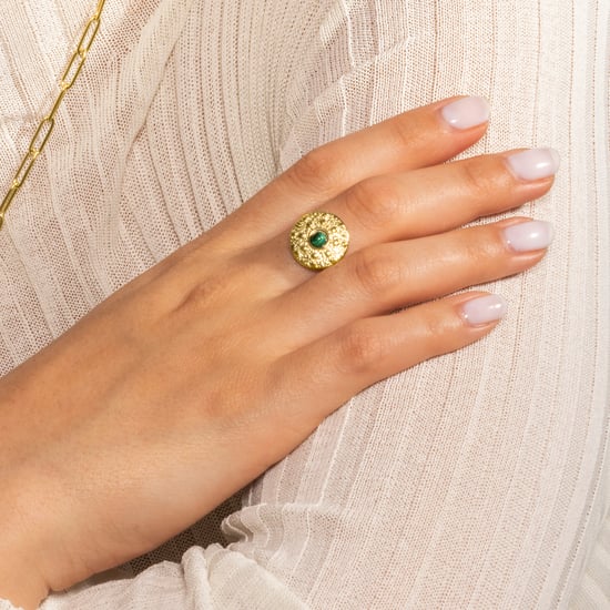 Luxenter Malachit-Ring aus 18 Karat Gelbgold - Elknu - Image 3