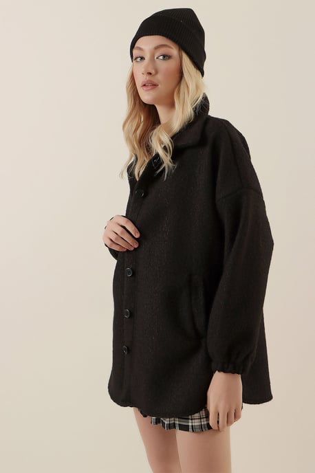 Texturierte Gabardine-Knopfjacke - Image 4