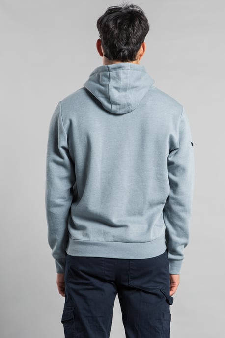 Navy Cotton Blend Embossed Drawstring Hoody - Image 2