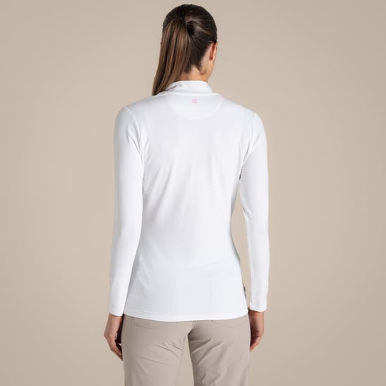 Craghoppers - T-Shirt für Damen, Stehkragen, Nosilife, Emblem, Langärmlig (Weiß) - Image 3