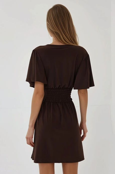 V-Ausschnitt Kurzarm Mini-Kleid - Image 5