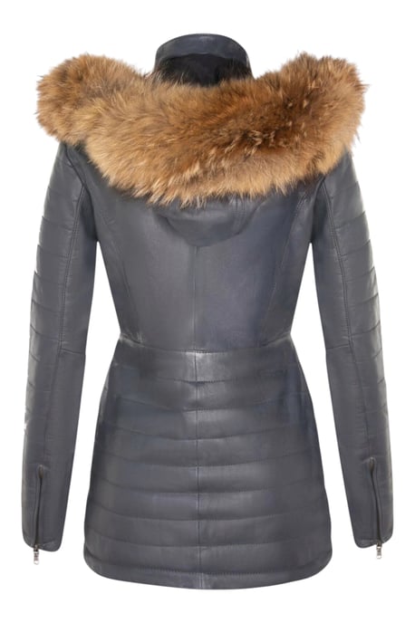 Blaue gesteppte Parkajacke aus Leder für Damen – Winton - Image 4