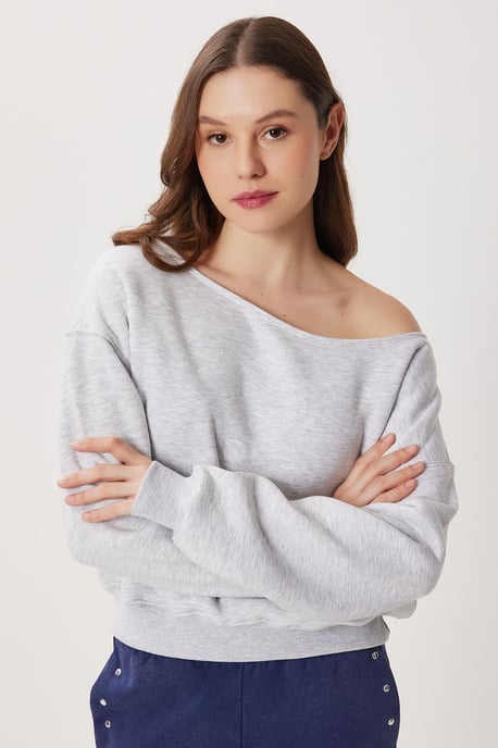 Asymmetrisches Kragen-Sweatshirt - Image 2