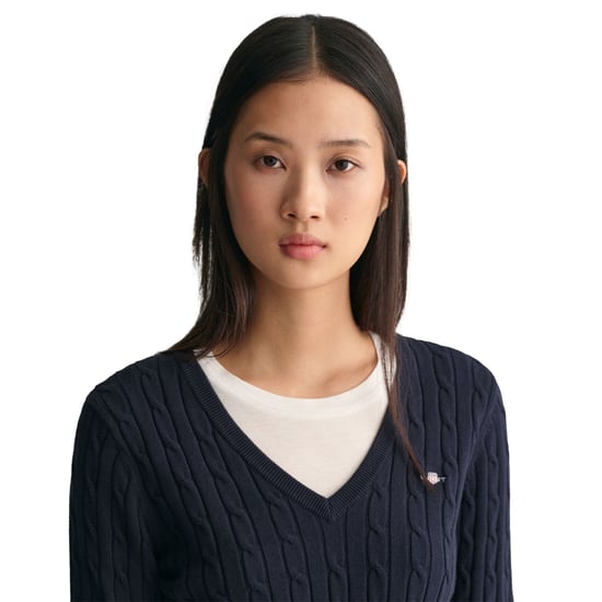 Gant Stretch Cotton Cable V-Neck Strickpullover - Image 4