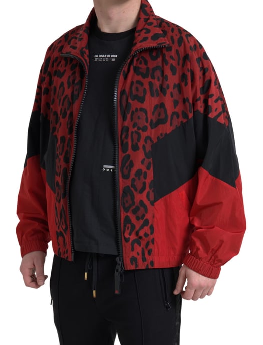 Leopardenmuster Trackjacke Rot-Schwarz Stil - Image 2