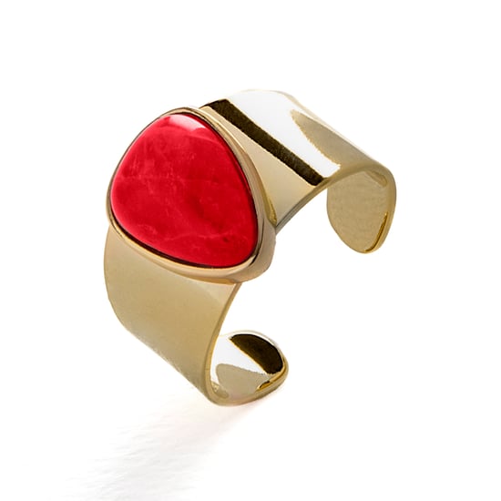 Luxenter Ring, Metalllegierung und Koralle, 18K vergoldet - Image 1