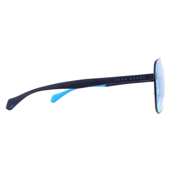Hugo Boss Aviator Mens Matte Blue Blue Mirror Lunettes de soleil - Image 4