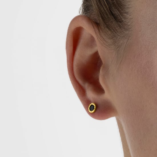 Luxenter Ohrringe, 925 Sterling Silber Naadim und 18K vergoldeter Onyx Zirkonia - Image 3