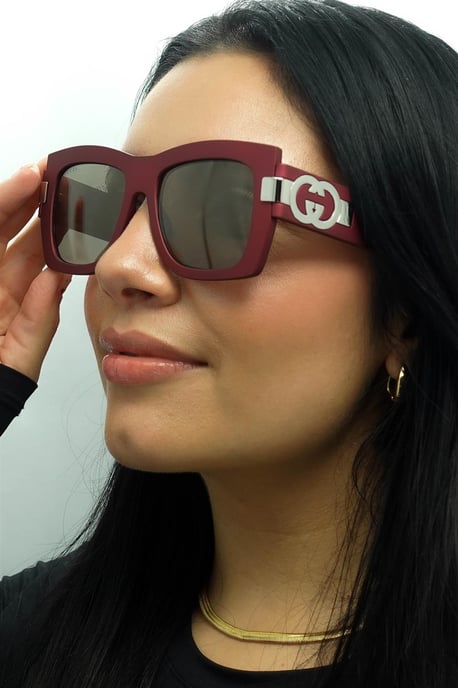 Gucci Square Womens Rot mit Silber Grau mit Light Silver Mirror GG1688S - Image 5