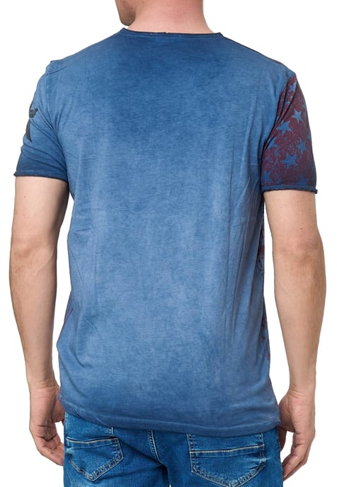 USA T-Shirt Stars and Stripes V-Ausschnitt im Used Look - Image 4