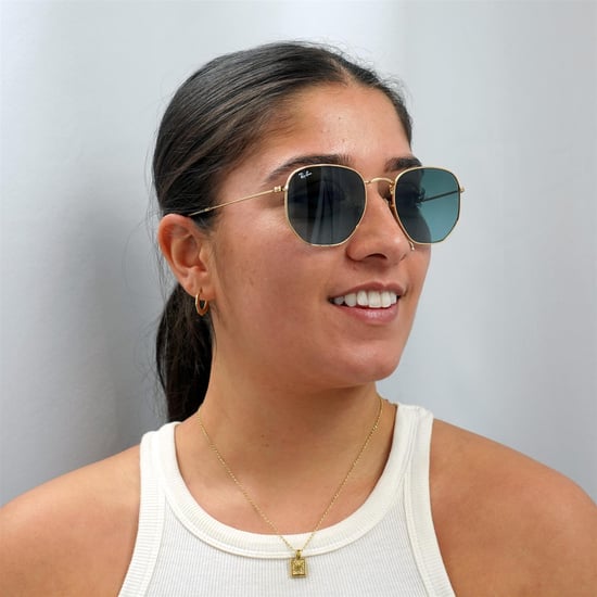 Ray-Ban Square Unisex-Sonnenbrille Gold Blau Grau Gradient - Image 5