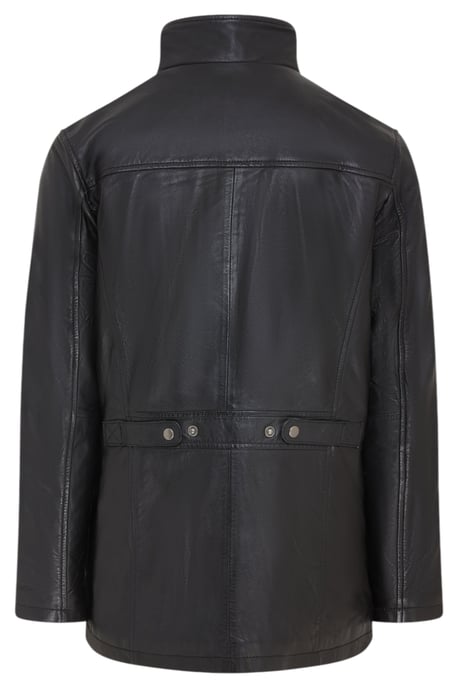 Herren Schwarze Leder Militärjacke Outwear Mantel - Field - Image 5
