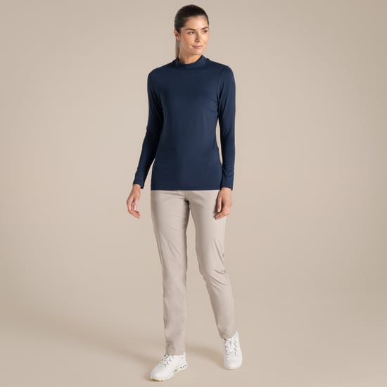 Craghoppers - T-Shirt für Damen, Stehkragen, Nosilife, Emblem, Langärmlig (Marineblau) - Image 1