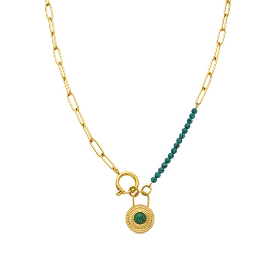 Luxenter Malachit-Halskette aus 18 Karat Gelbgold - Mossir - Image 1