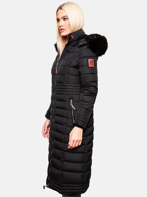 Navahoo Damen Winterjacke Umay – Lange Steppjacke mit Abnehmbarer Kapuze & Kunstfell - Image 6