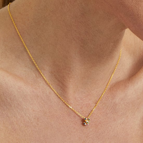 Luxenter Halskette aus 925er Sterlingsilber mit mehrfarbigen Zirkonias in 18K Gelbgold - Alphabet - Image 3