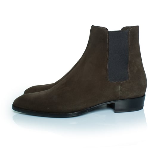 Saint Laurent Chelsea-Stiefeletten aus khakifarbenem Wildleder - Image 2