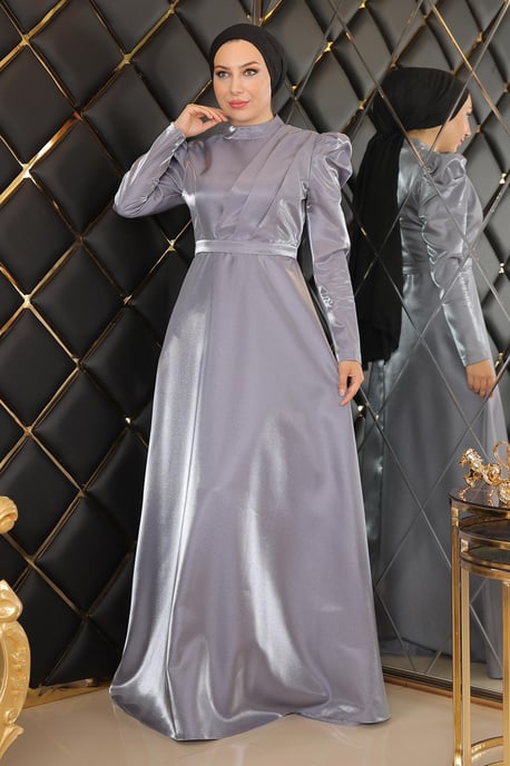 Drapiert Chest Abendkleid Grau - Image 1