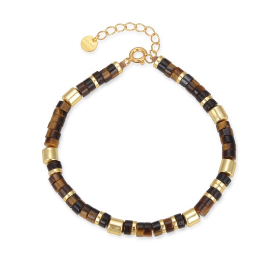 Luxenter Sterling Silber 925 Armband mit Tigerauge in 18K Gelbgold - Ihun - Image 3