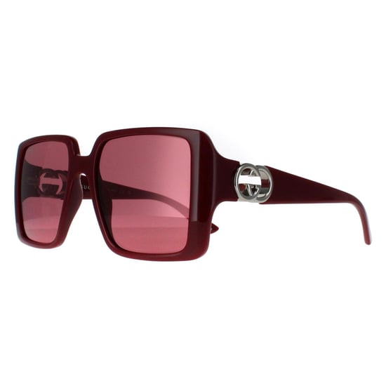 Gucci Square Womens Burgund mit Silber Rot mit Silber Spiegel GG1692S - Image 2