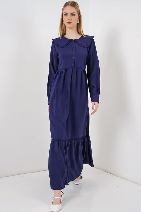 Maxikleid mit Babykragen und Knopfverschluss - Image 3