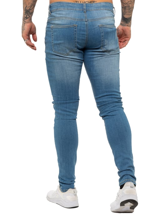 Enzo Herren Skinny Ripped Jeans - Image 2