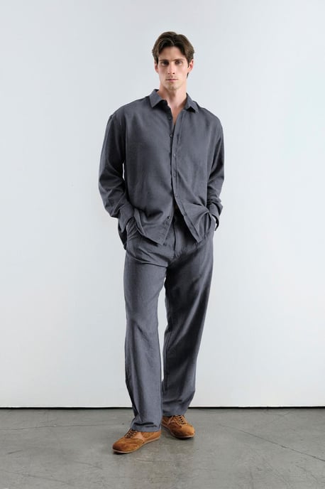 Strukturierte Mid-Waist Gerades Bein Maßhose - Image 1