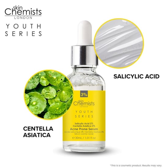 skinChemists Anti-Aging-Serum für zu Akne neigende Haut, 2 % Salicylsäure, 3 % Centella Asiatica, 30 ml - Image 2