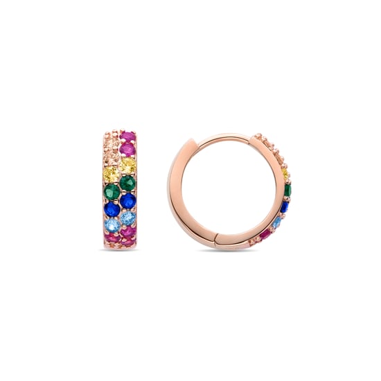 Luxenter Sterling Silber 925 Ohrringe mit Multicolour Zirkonia in 18K Roségold - Imewa - Image 1