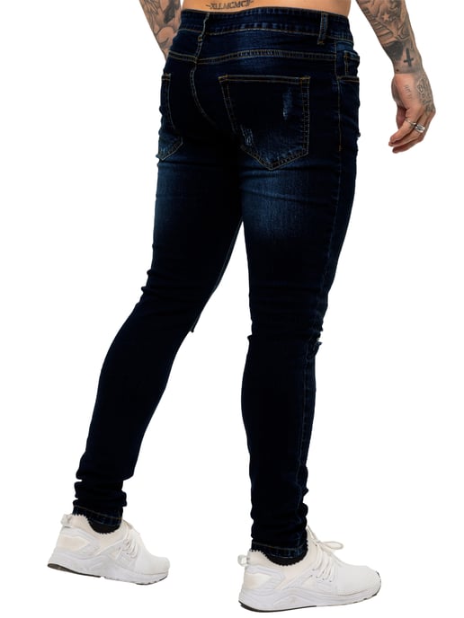 Enzo Herren Skinny Ripped Jeans - Image 2