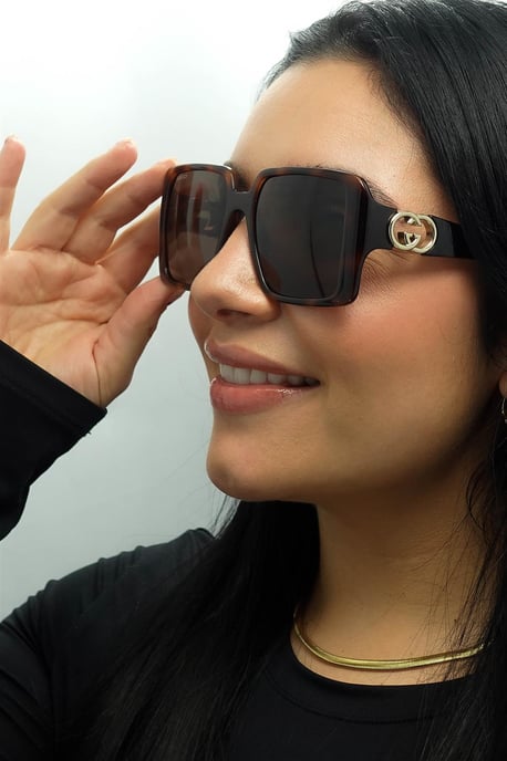 Gucci Square Womens Dark Havanna mit Gold dunkelbraun GG1692S - Image 5