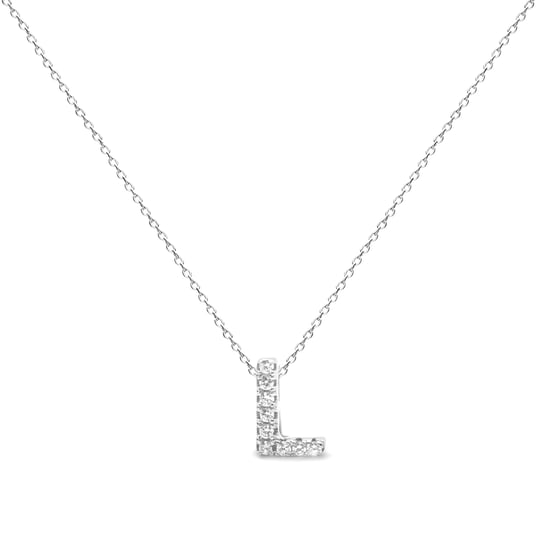 Luxenter, Alphabet-Halskette aus 925er Sterlingsilber und glänzenden Zirkonias mit rhodinierter Oberfläche - Image 1