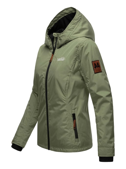 Marikoo Damen Übergangsjacke – Brombeere, leicht mit Kapuze & Kragen - Image 3