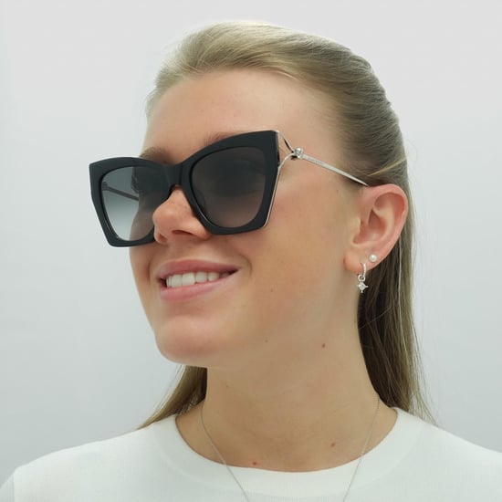 Alexander McQueen Cat Eye Womens Schwarz Silber Grau Gradient AM0375S - Image 6