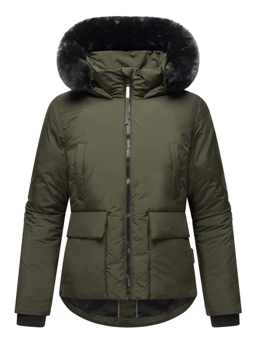 Marikoo Damen Winterjacke kurz mit Kunstfell & Teddyfutter – Morinaa - Image 2