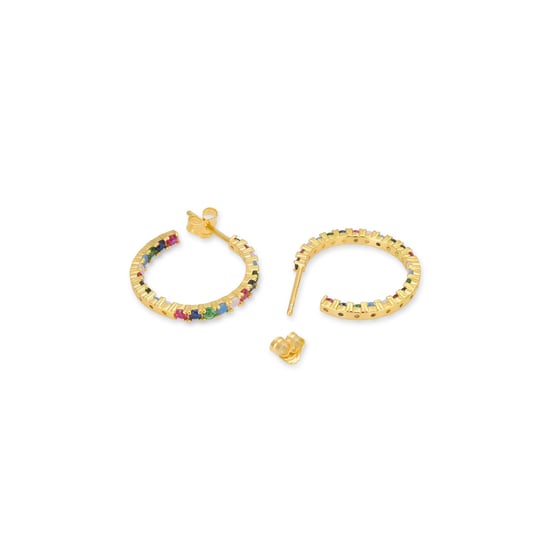 Luxenter Sterling Silber 925 Ohrringe mit Multicolour Zirkonia in 18K Gelbgold - Azarlo - Image 6