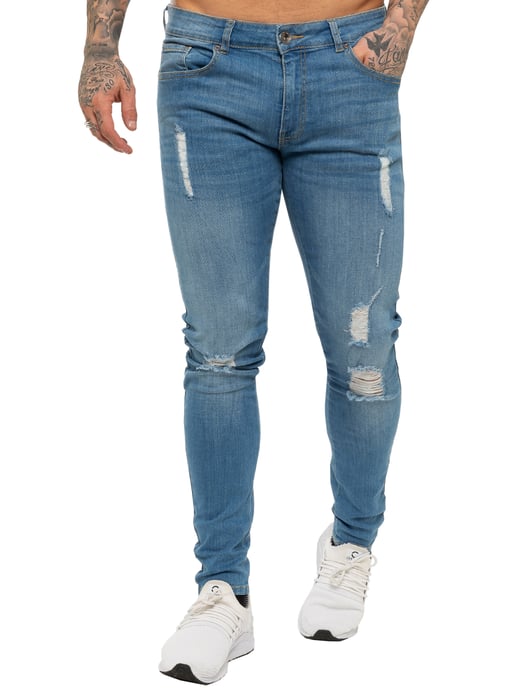 Enzo Herren Skinny Ripped Jeans - Image 3