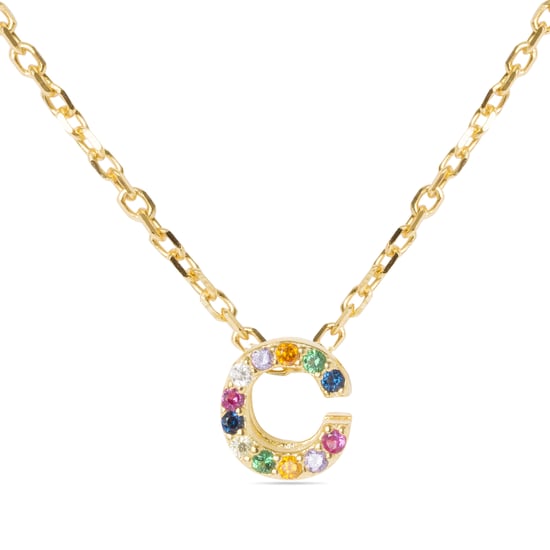 Luxenter Alphabet-Halskette aus 925er Sterlingsilber und mehrfarbigen Zirkonia mit einer Vergoldung aus 18-karätigem Gelbgold - Image 1