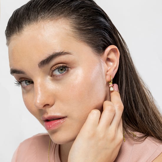 Luxenter Ohrringe aus 925er Sterlingsilber und rosa Kristall in 18k Gelbgold - Herz - Image 2