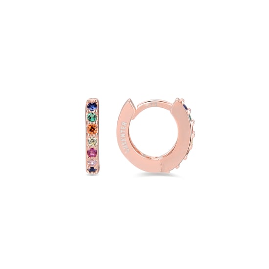 Luxenter Ohrring aus 925er Sterlingsilber mit mehrfarbigen Zirkonen und 18 Karat Rosévergoldung - Image 1