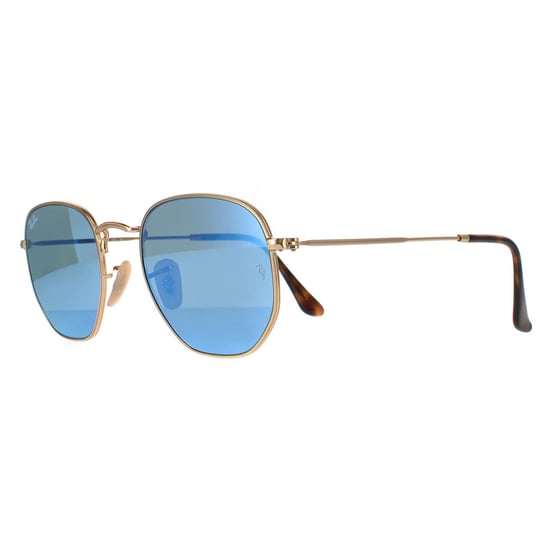 Lunettes De Soleil Ray-Ban Hexagonal 3548N 001/9O Miroir Dégradé Bleu Clair Or - Image 2